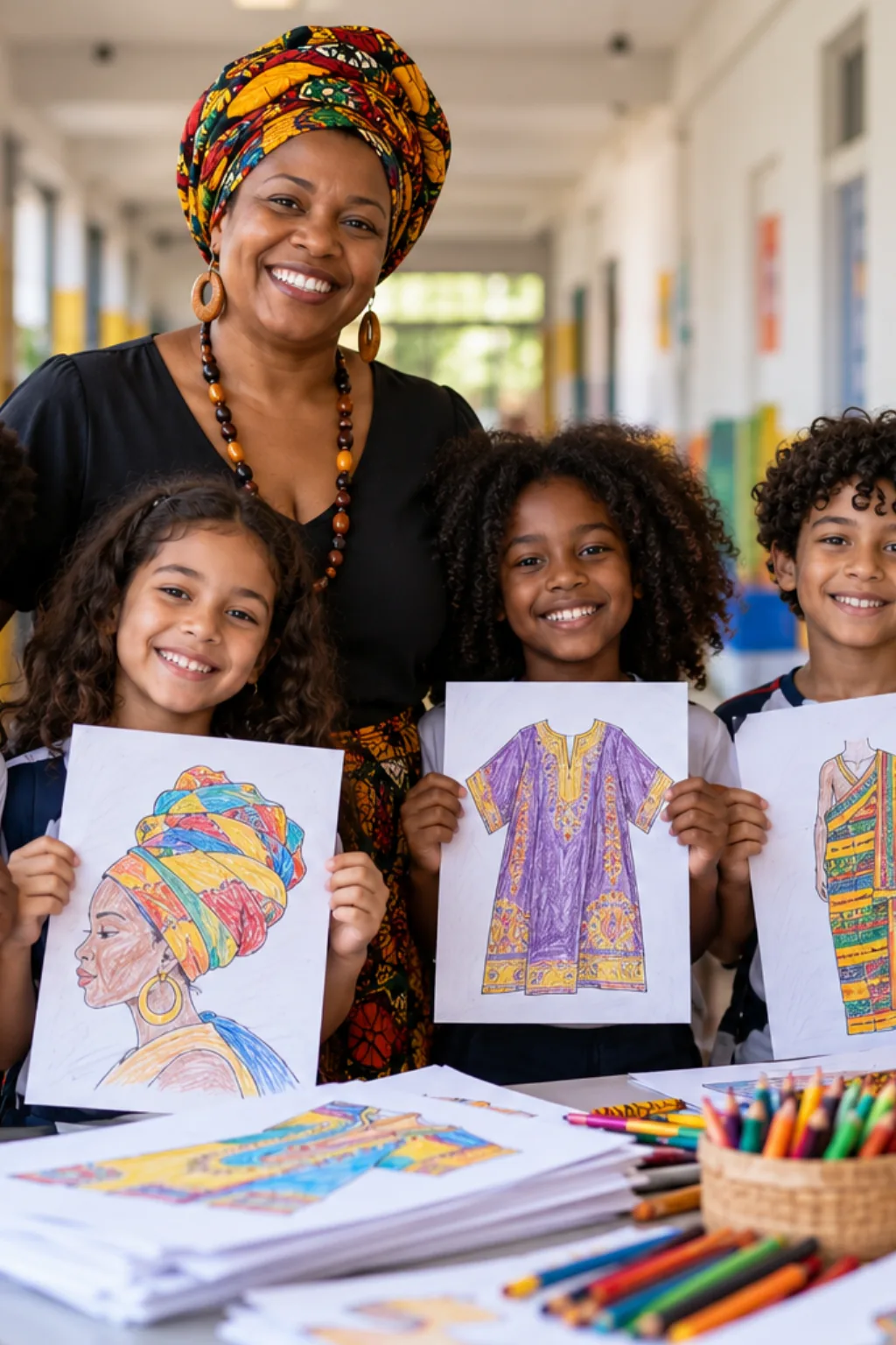 desenhos de roupas africanas para colorir — exemplo criado na Desenhos pra Colorir