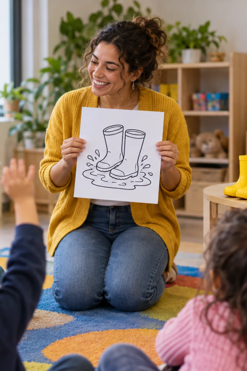 desenhos de botas de chuva para colorir — exemplo criado na Desenhos pra Colorir