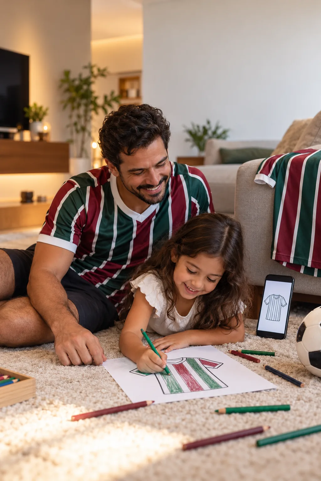 desenho da camisa do Fluminense para colorir — exemplo criado na Desenhos pra Colorir