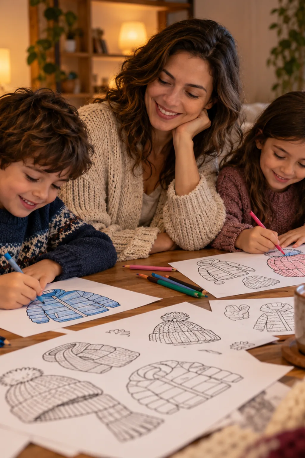 desenhos de roupas de inverno para colorir — exemplo criado na Desenhos pra Colorir