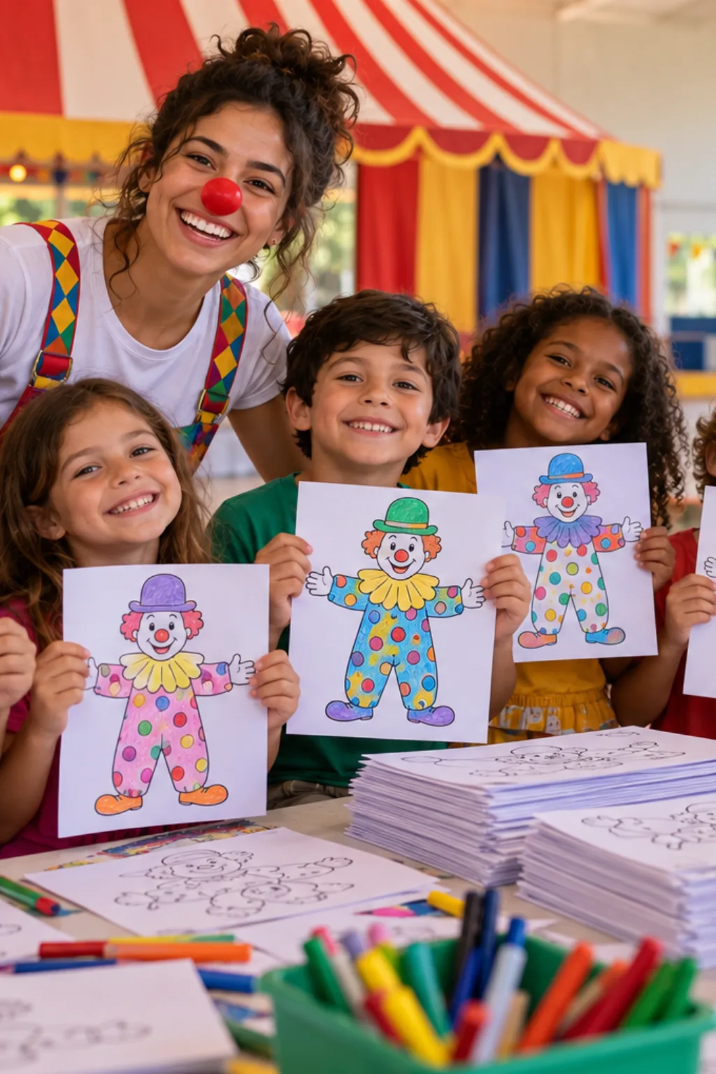 desenhos de roupas de palhaço para colorir — exemplo criado na Desenhos pra Colorir