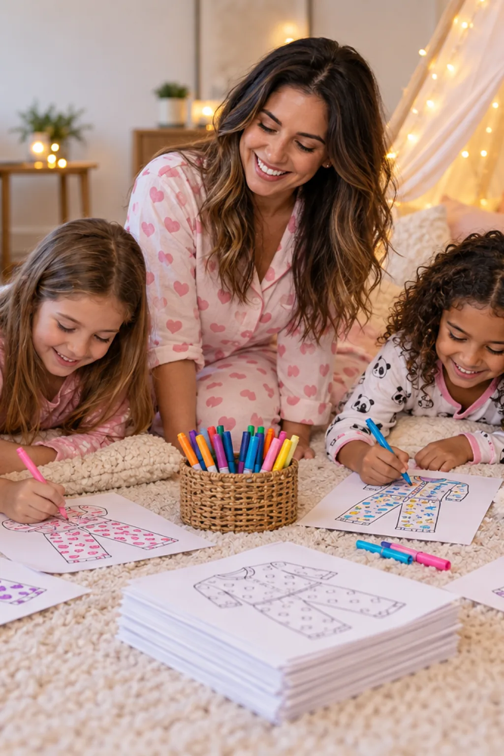 desenhos de pijamas para colorir — exemplo criado na Desenhos pra Colorir