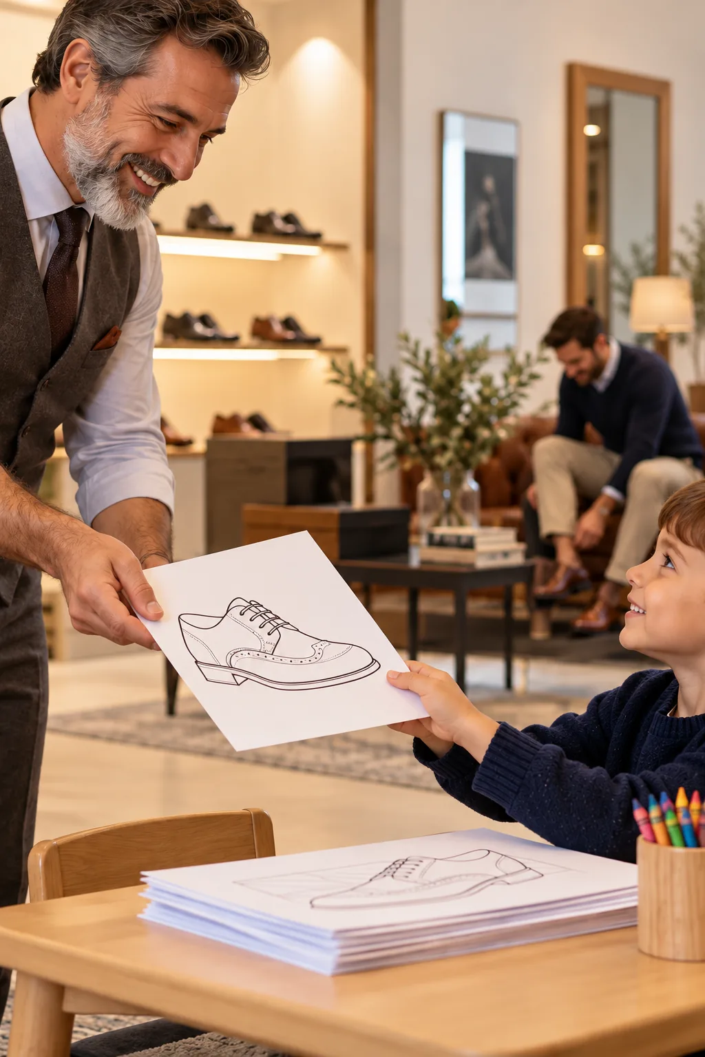 desenho de sapato masculino para colorir — exemplo criado na Desenhos pra Colorir