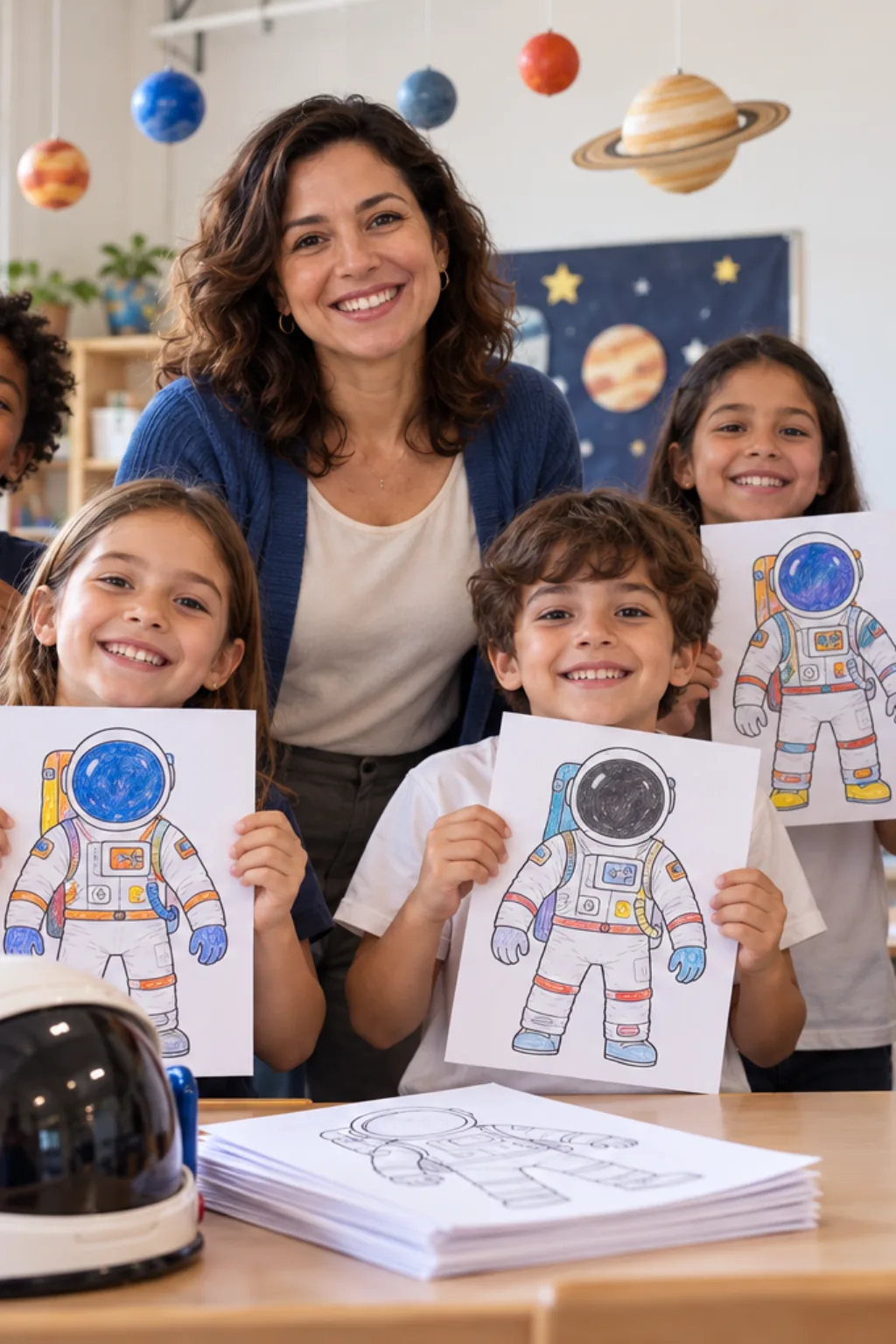 desenhos de traje espacial para colorir — exemplo criado na Desenhos pra Colorir