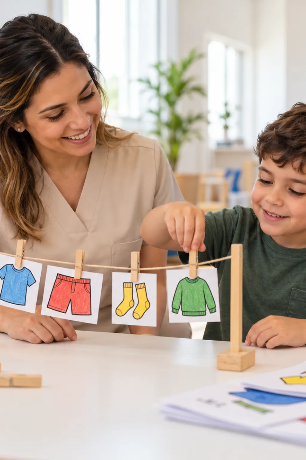 desenhos de roupas no varal para colorir — exemplo criado na Desenhos pra Colorir