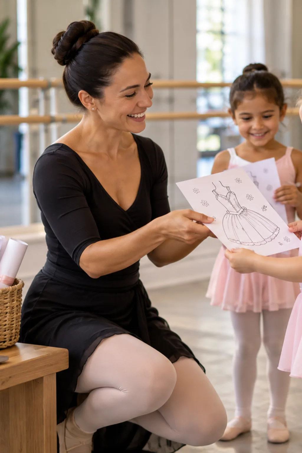desenho de vestido de bailarina para colorir — exemplo criado na Desenhos pra Colorir