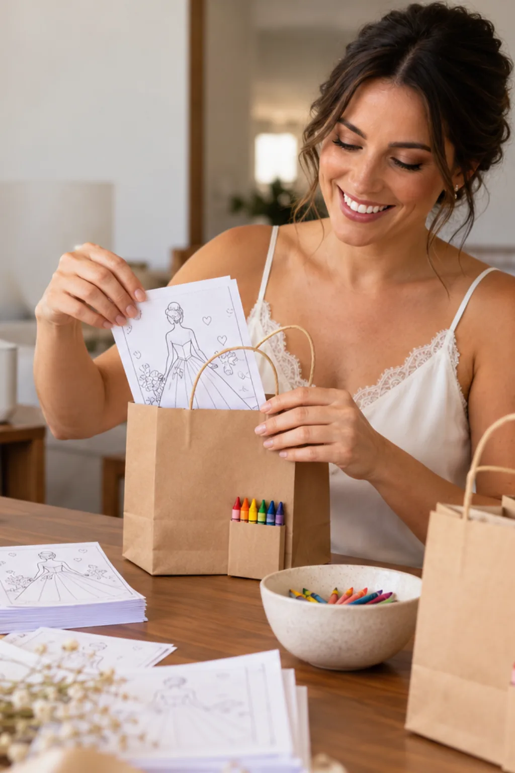 desenho de vestido de noiva para colorir — exemplo criado na Desenhos pra Colorir