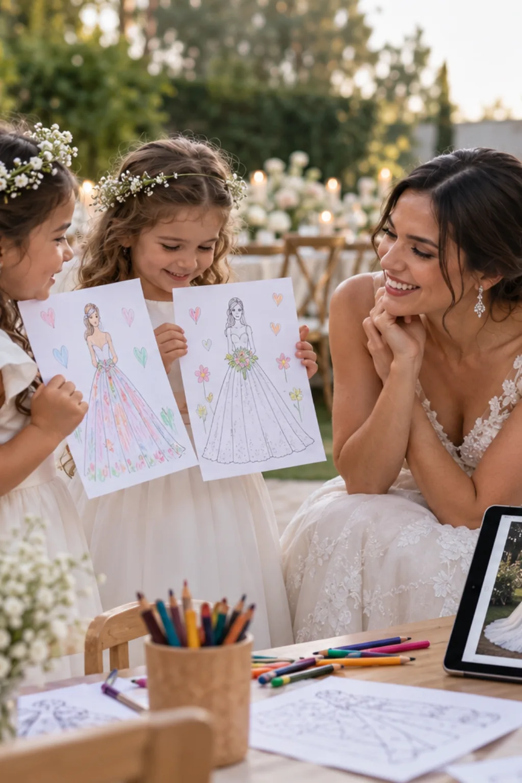 desenhos de vestidos para colorir — exemplo criado na Desenhos pra Colorir