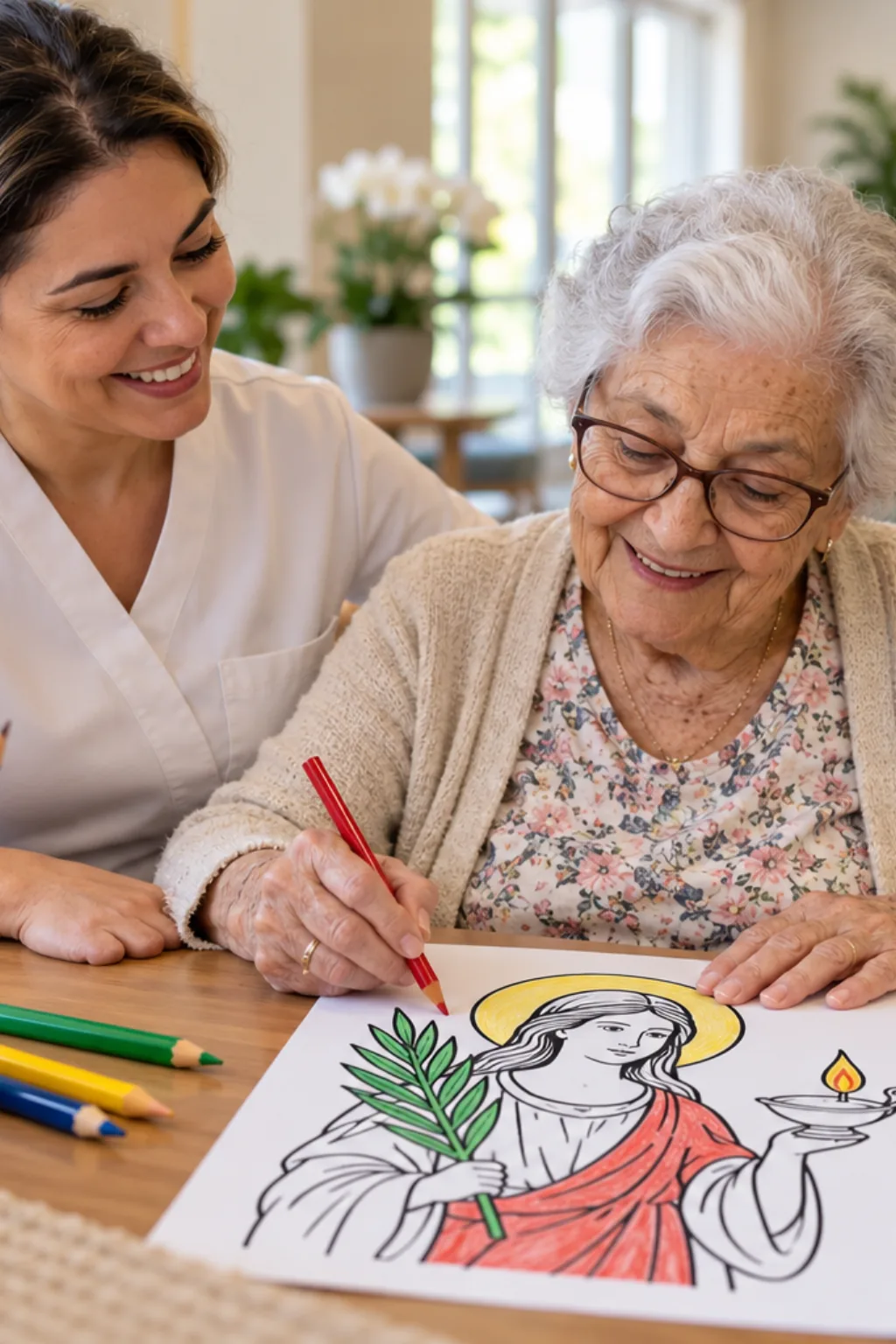 desenhos de Santa Luzia para colorir — exemplo criado na Desenhos pra Colorir