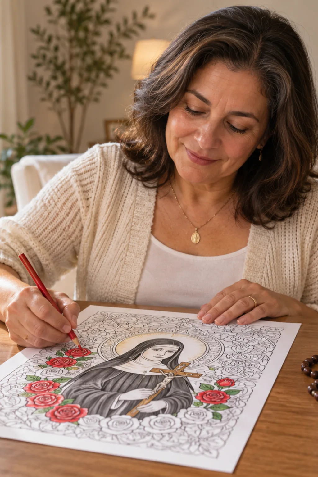 desenhos de Santa Rita de Cássia para colorir — exemplo criado na Desenhos pra Colorir