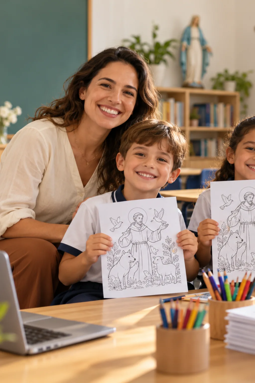 desenhos de São Francisco de Assis para colorir — exemplo criado na Desenhos pra Colorir