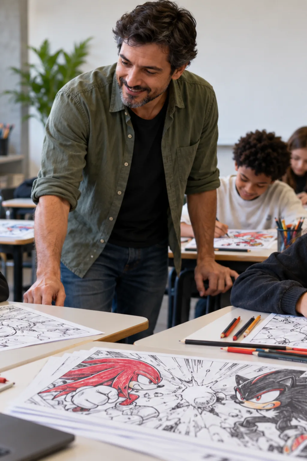 desenhos do Knuckles e do Shadow para colorir — exemplo criado na Desenhos pra Colorir