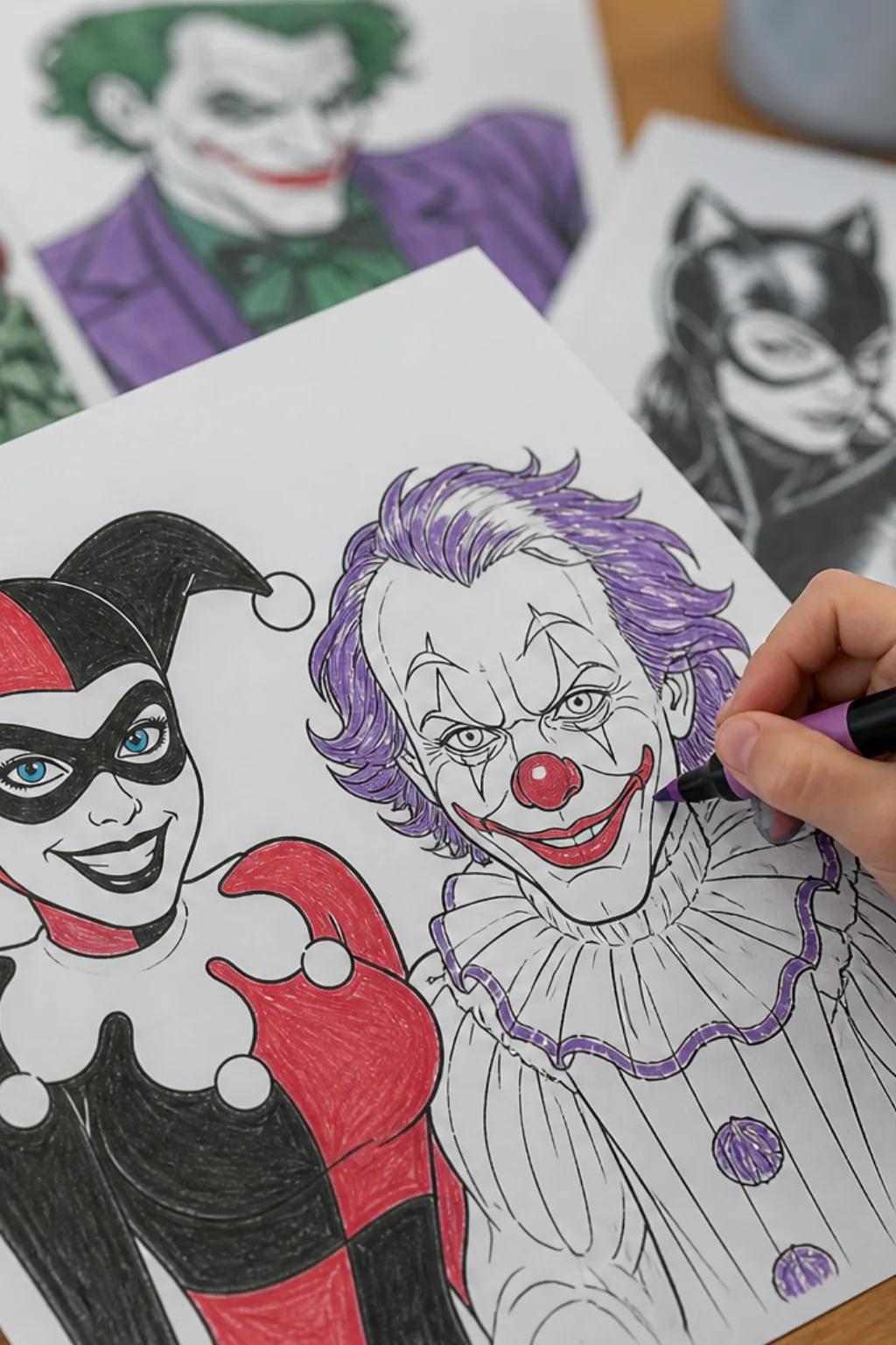 desenhos da Arlequina e do Coringa para colorir - 2