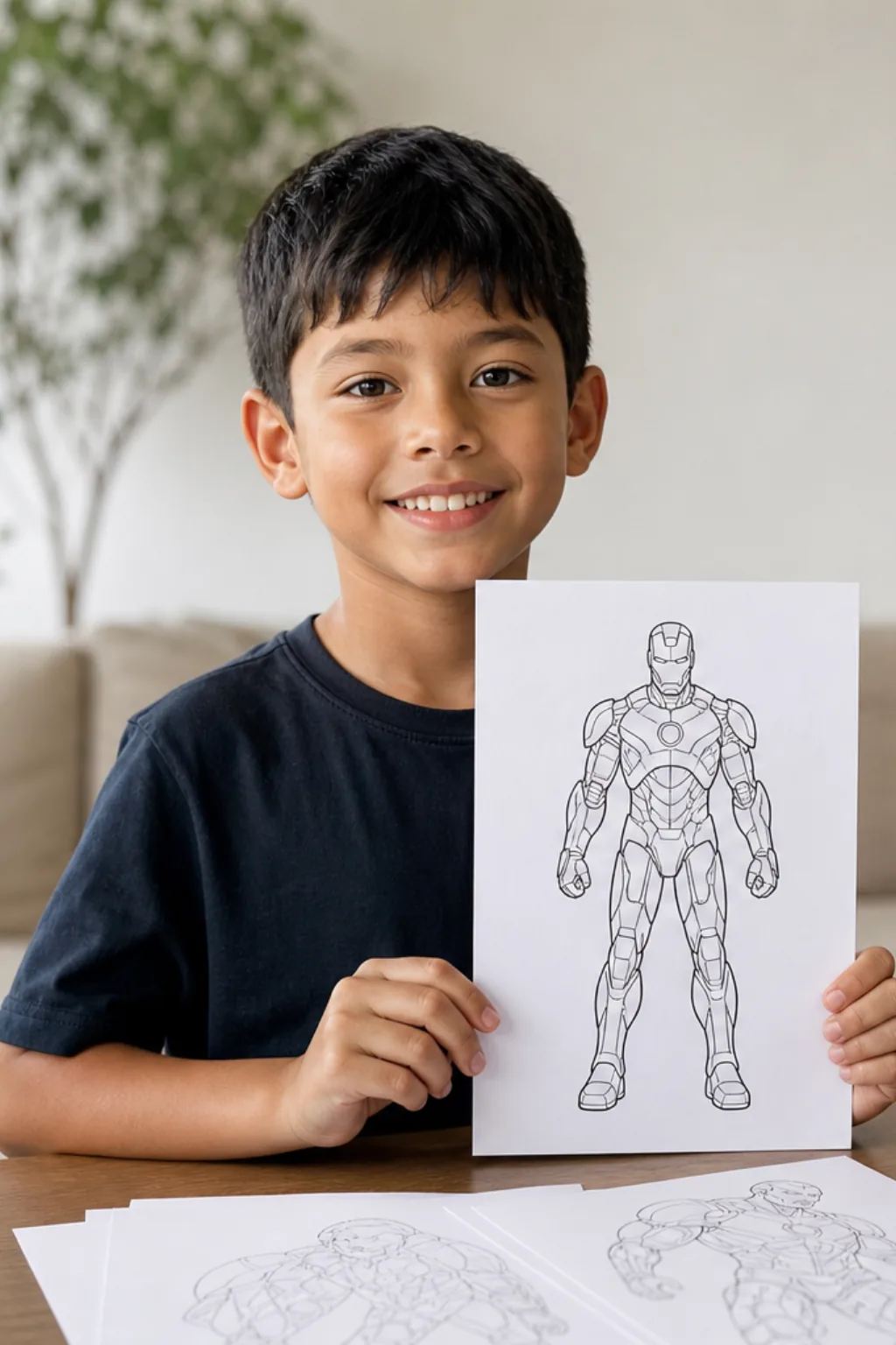 desenhos da armadura do Homem de Ferro para colorir — exemplo criado na Desenhos pra Colorir
