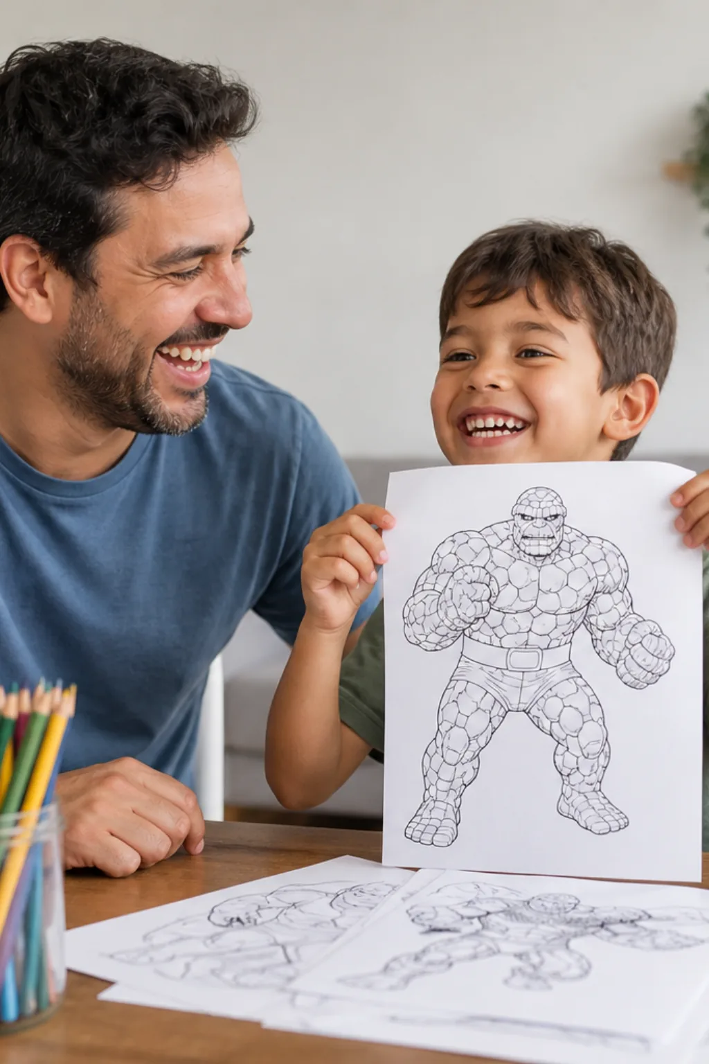 desenhos do coisa do quarteto fantástico para colorir — exemplo criado na Desenhos pra Colorir
