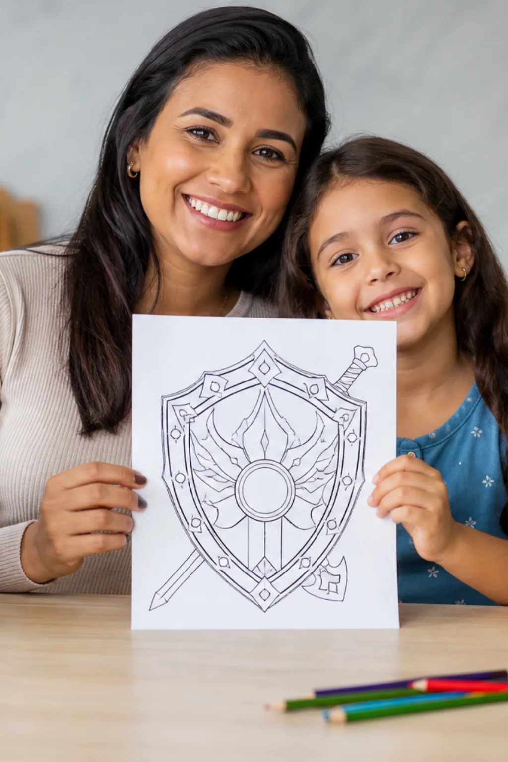 desenhos do escudo da Mulher-Maravilha para colorir — exemplo criado na Desenhos pra Colorir