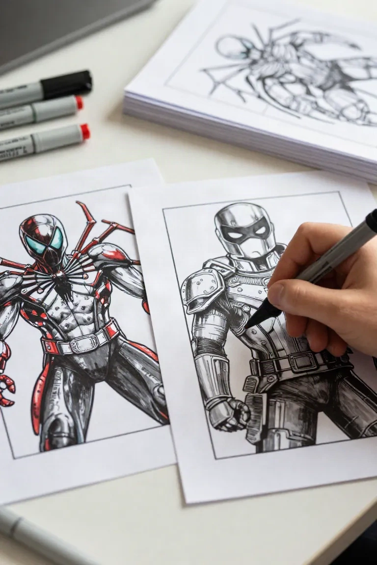 desenhos do Homem-Aranha e do Deadpool para colorir - 2