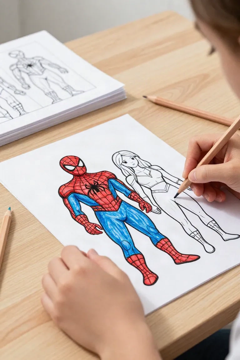 desenhos do Homem-Aranha e da Mulher-Aranha para colorir - 2
