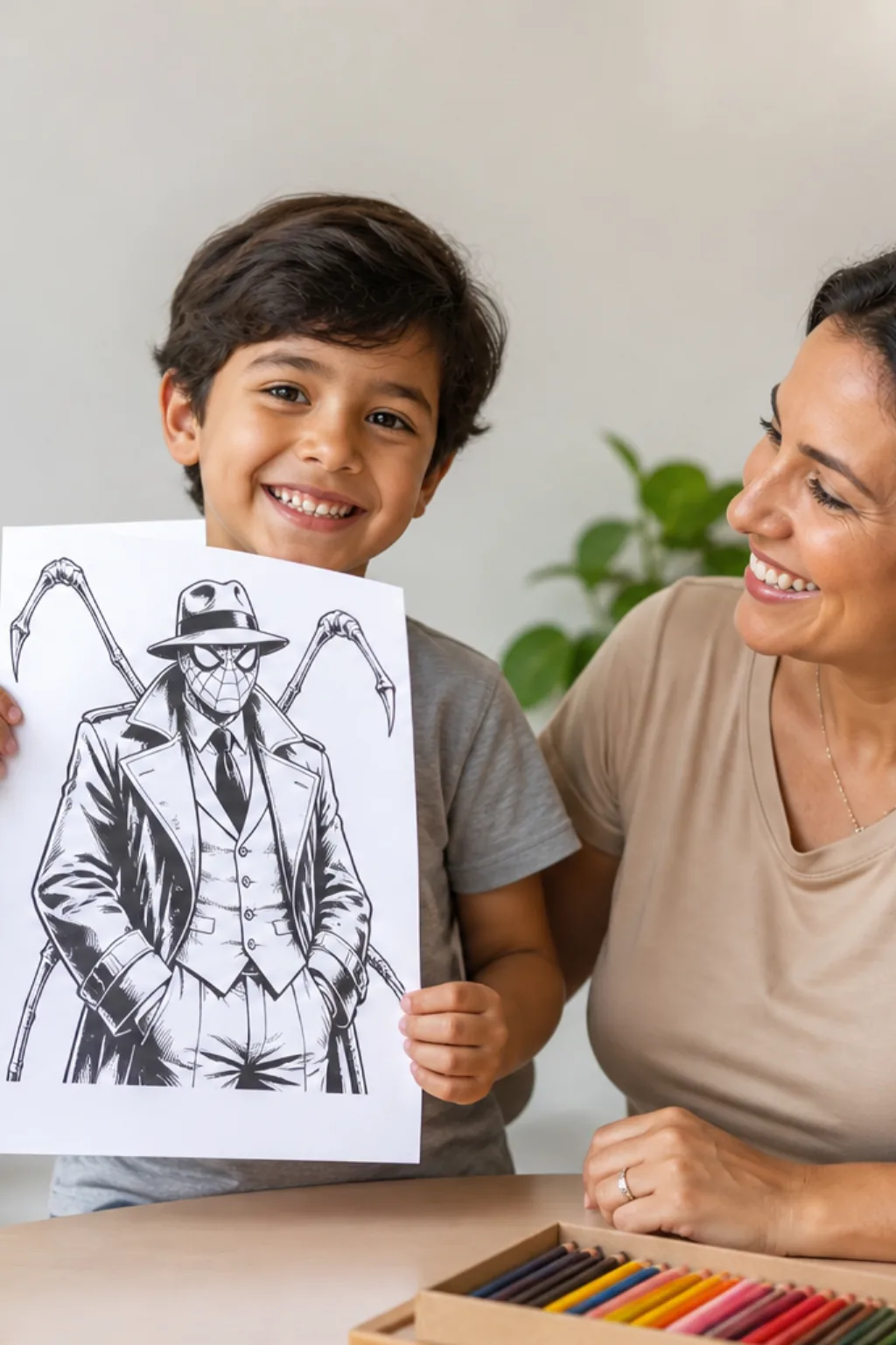 desenhos do Homem-Aranha Noir para colorir — exemplo criado na Desenhos pra Colorir