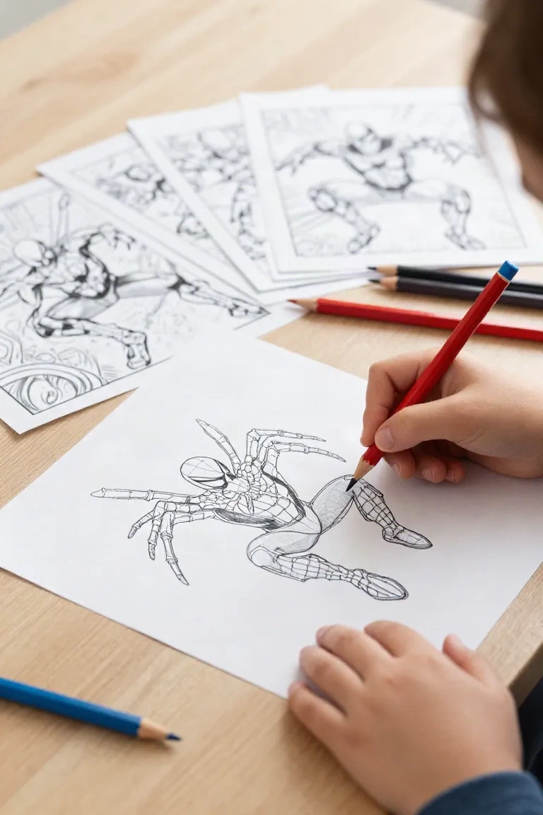 desenhos do Homem-Aranha soltando teia para colorir - 2