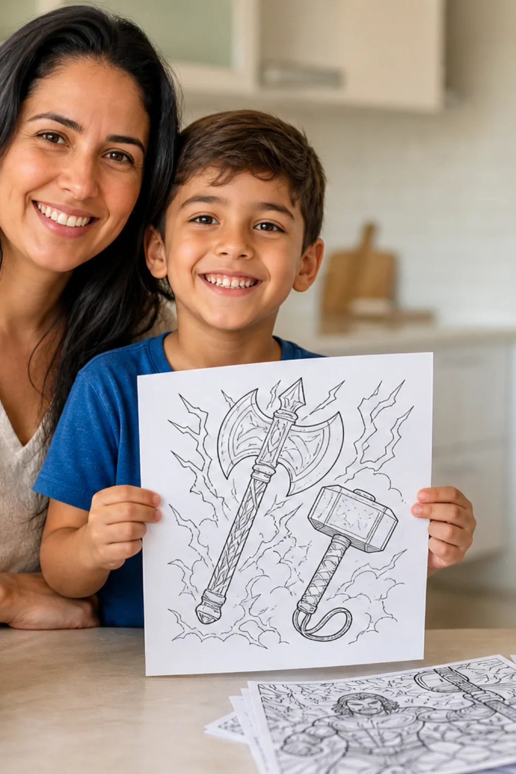 desenhos do machado do thor para colorir — exemplo criado na Desenhos pra Colorir