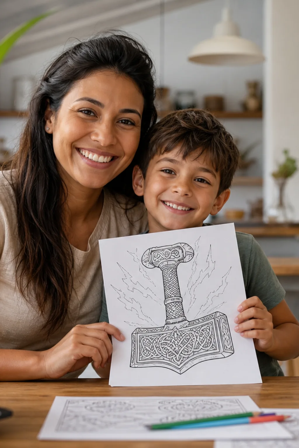 desenhos do martelo do Thor para colorir — exemplo criado na Desenhos pra Colorir