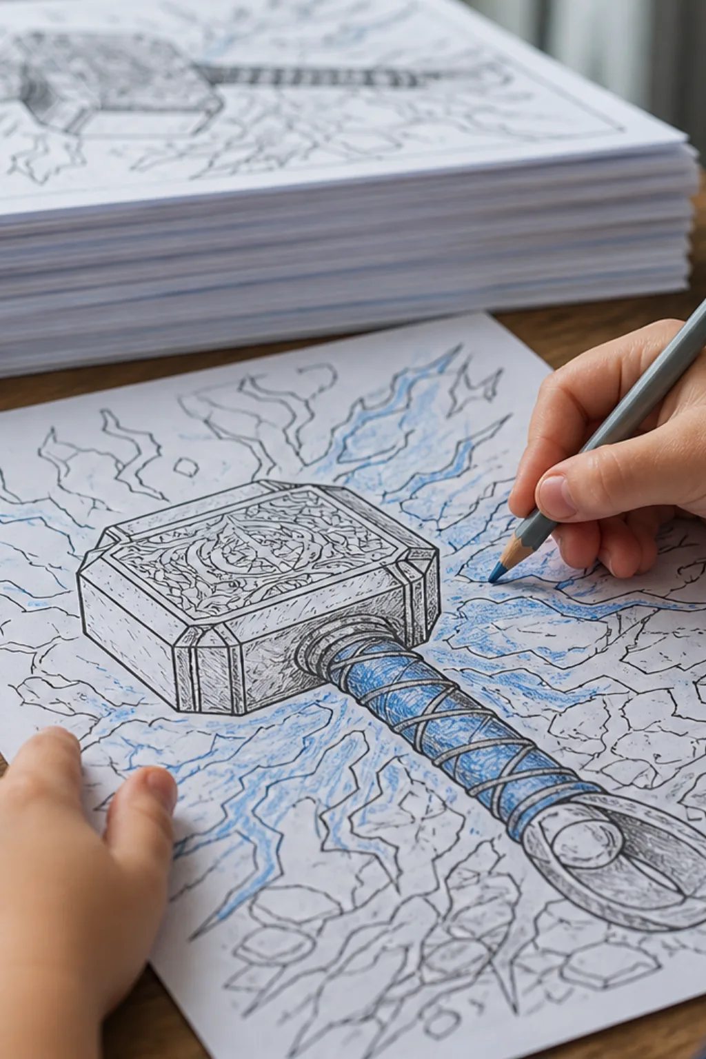 desenhos do martelo do Thor para colorir - 2