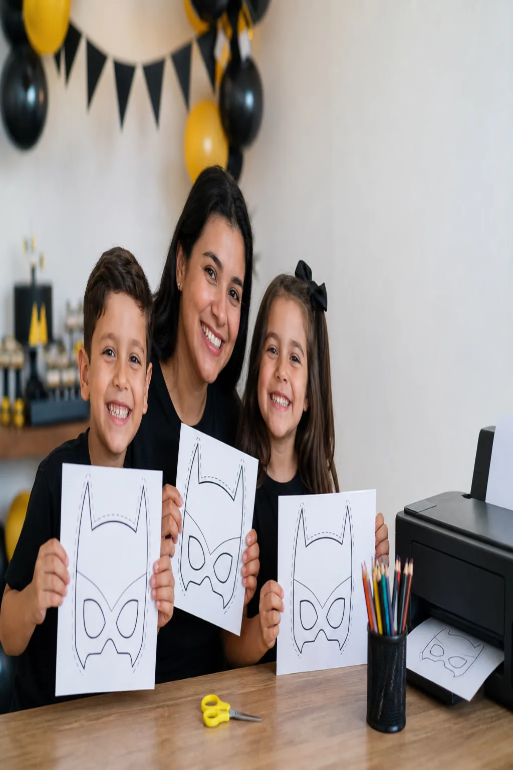 desenhos de máscaras do Batman para colorir — exemplo criado na Desenhos pra Colorir
