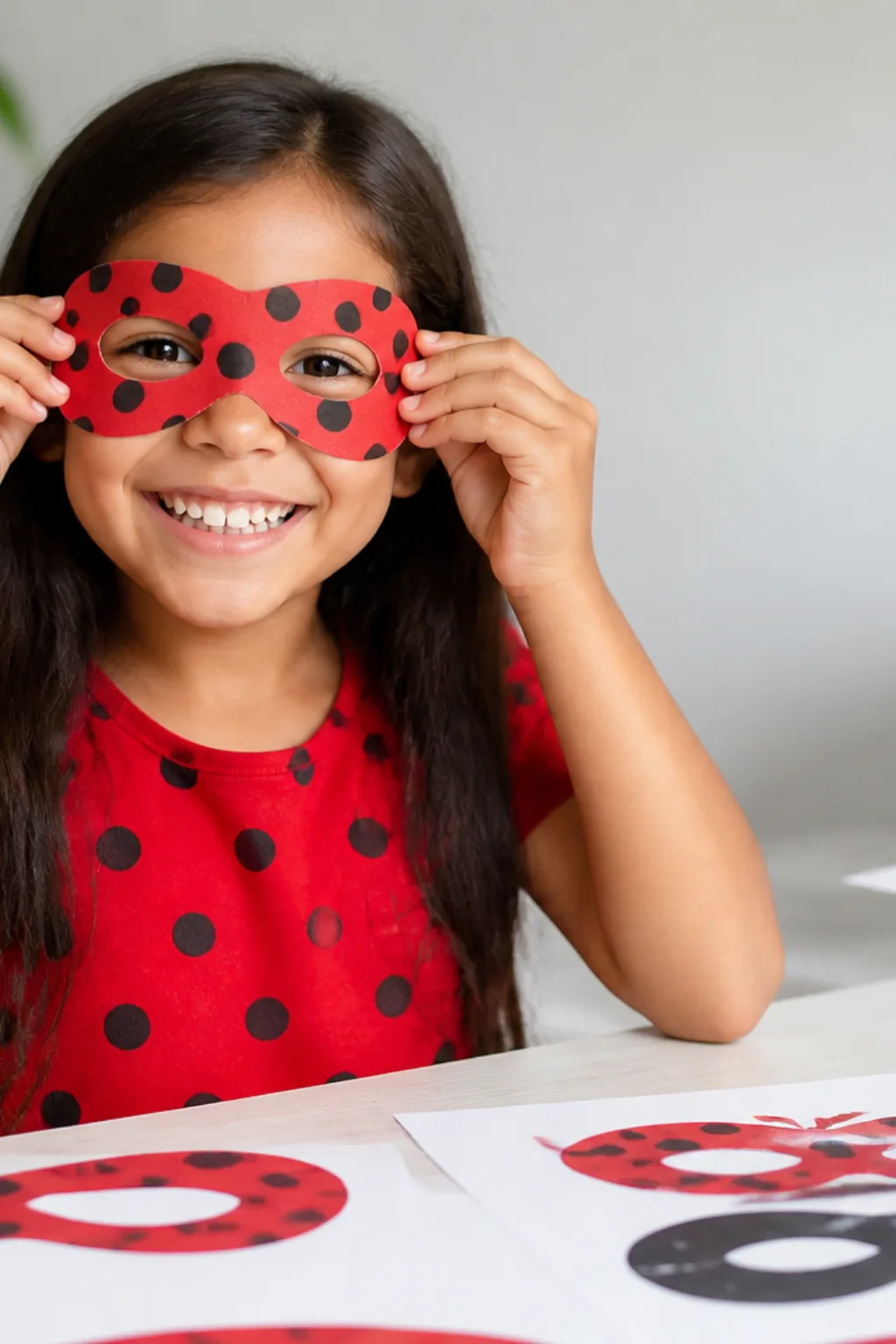 desenhos de máscaras da Ladybug para colorir — exemplo criado na Desenhos pra Colorir