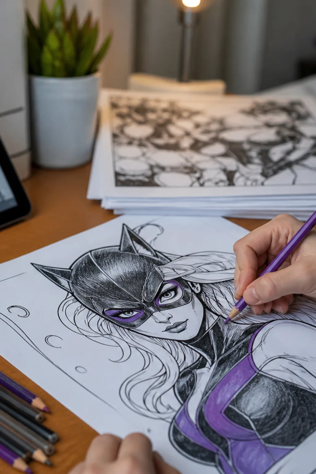 desenhos da mulher gato para colorir - 2