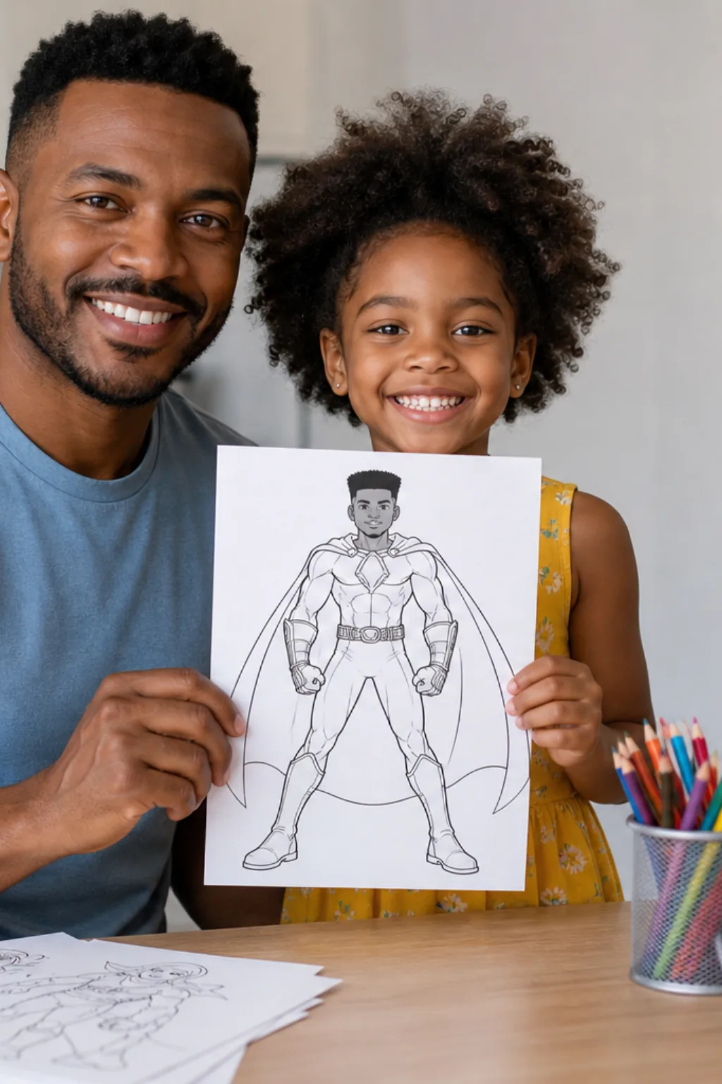 desenhos de super-heróis negros para colorir — exemplo criado na Desenhos pra Colorir