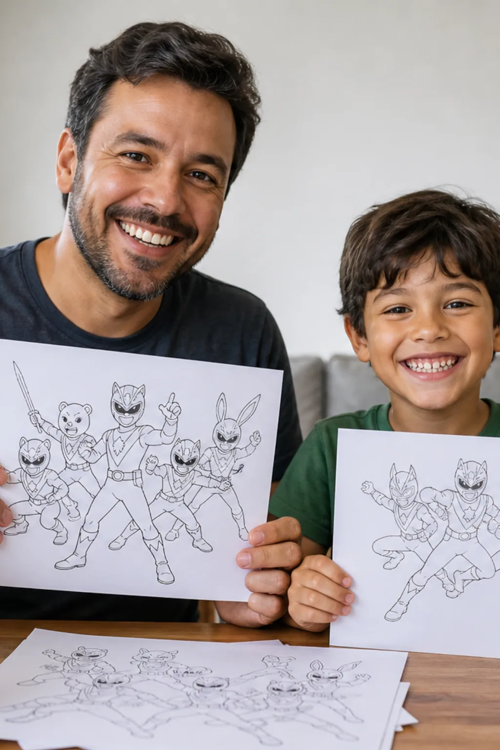 desenhos dos Power Rangers Força Animal para colorir — exemplo criado na Desenhos pra Colorir