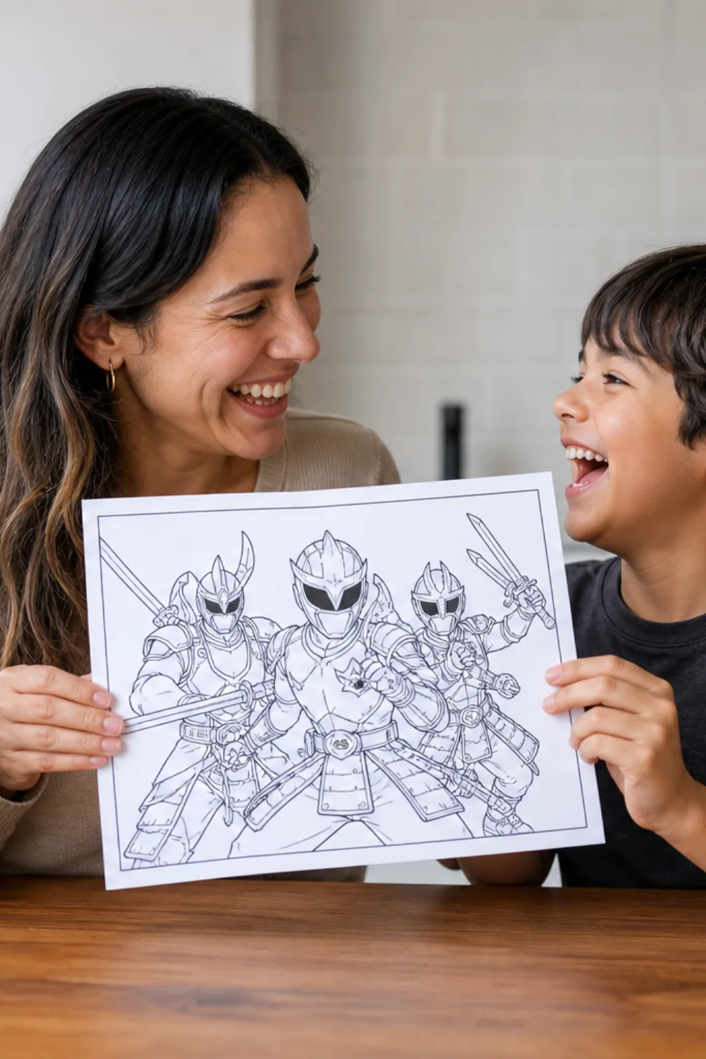 desenhos dos Power Rangers Samurai para colorir — exemplo criado na Desenhos pra Colorir