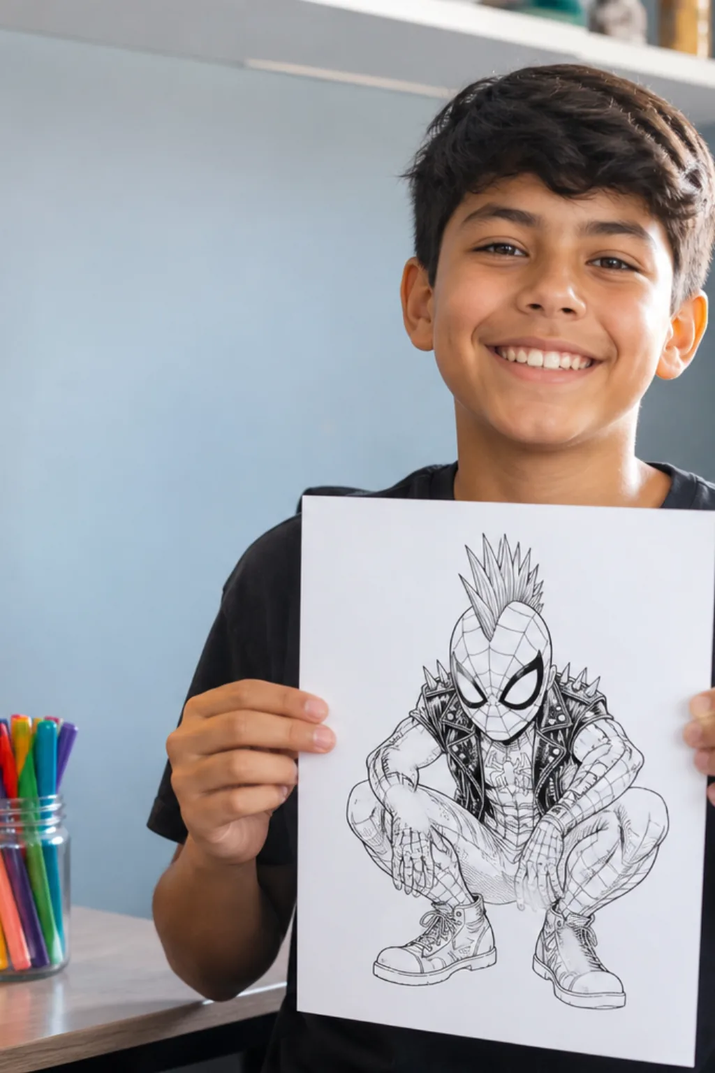 desenhos do Spider-Punk para colorir — exemplo criado na Desenhos pra Colorir