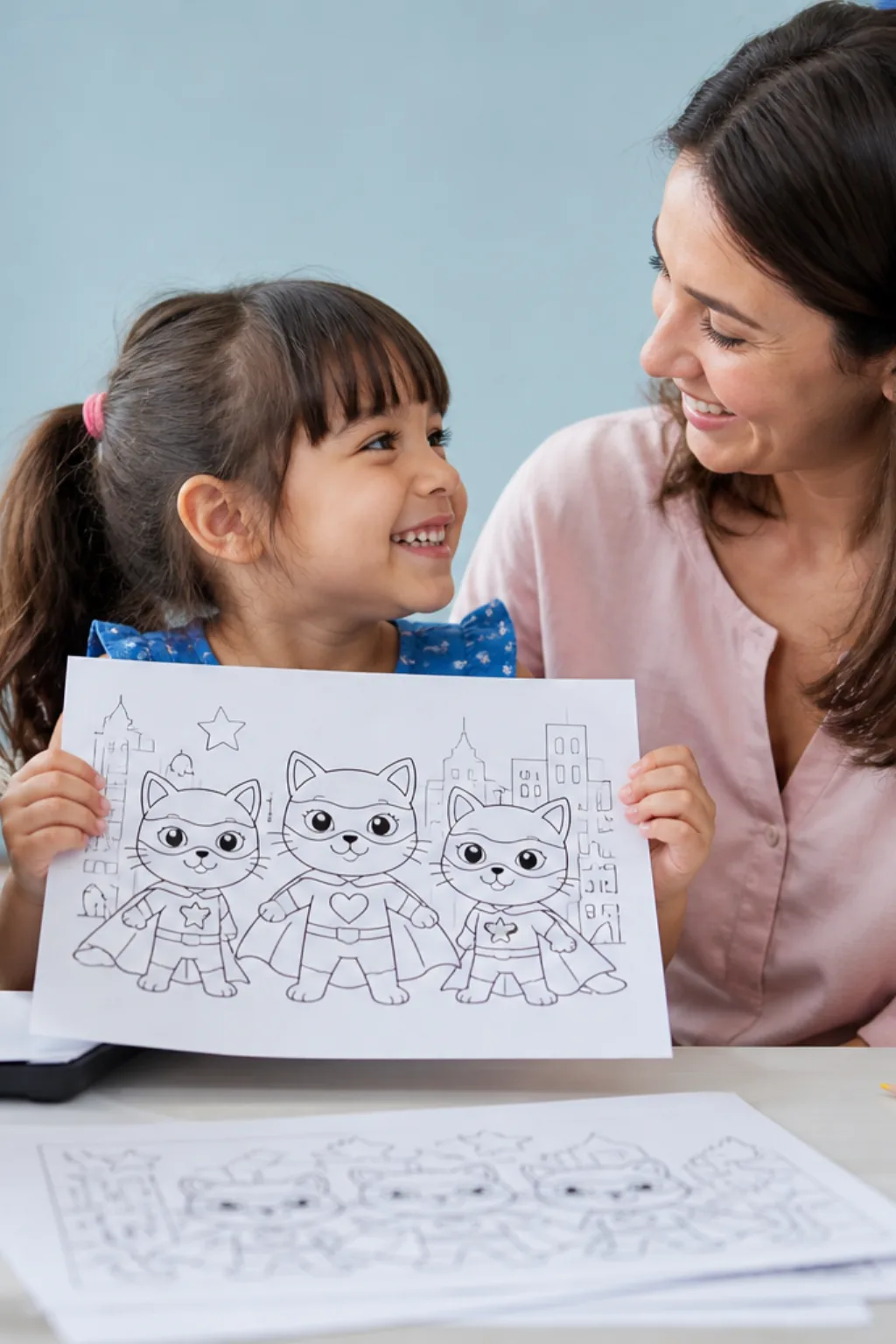 desenhos de SuperKitties para colorir — exemplo criado na Desenhos pra Colorir