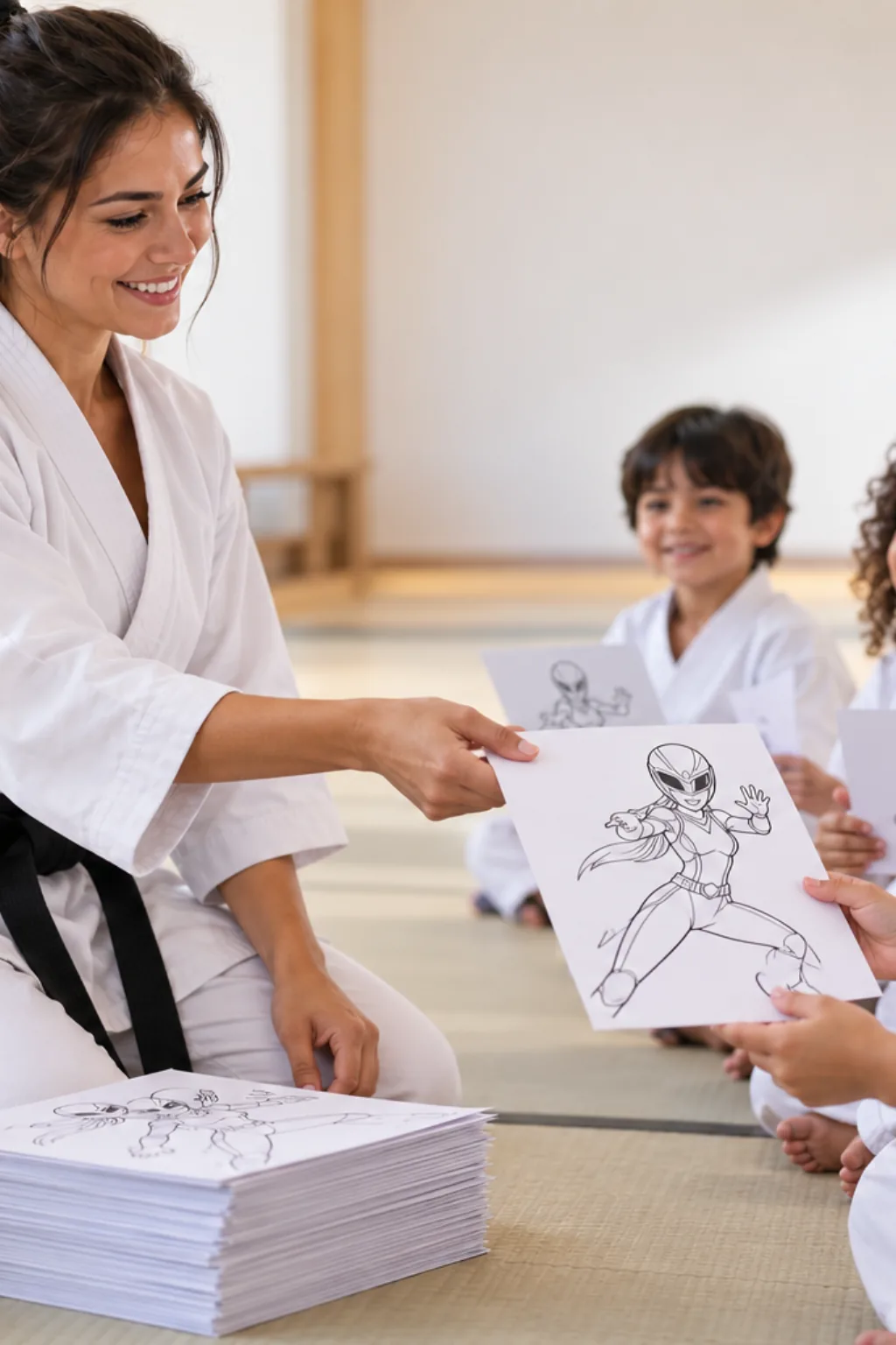 desenhos da Power Ranger Rosa para colorir — exemplo criado na Desenhos pra Colorir