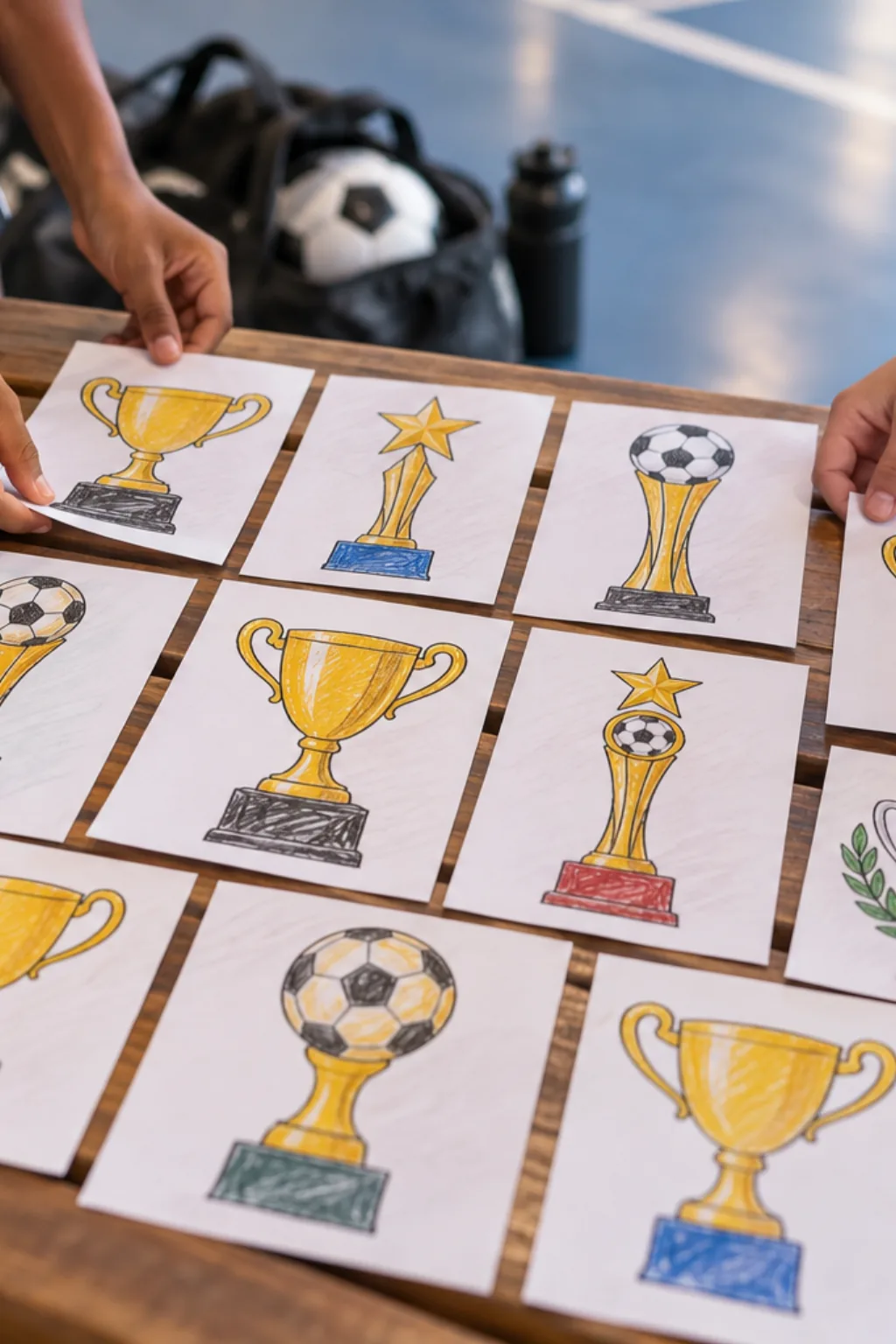 Desenhos de Taças de Futebol para Colorir - Depois