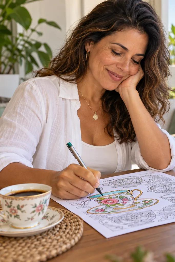 desenhos de xícaras para colorir — exemplo criado na Desenhos pra Colorir