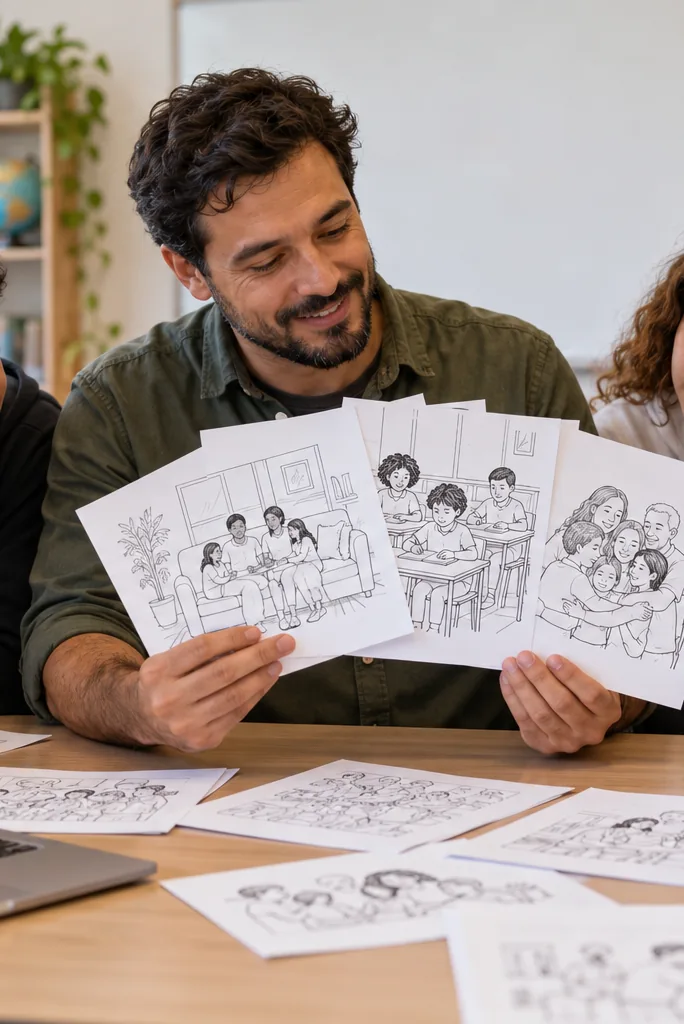 desenhos sobre direitos humanos para colorir — exemplo criado na Desenhos pra Colorir