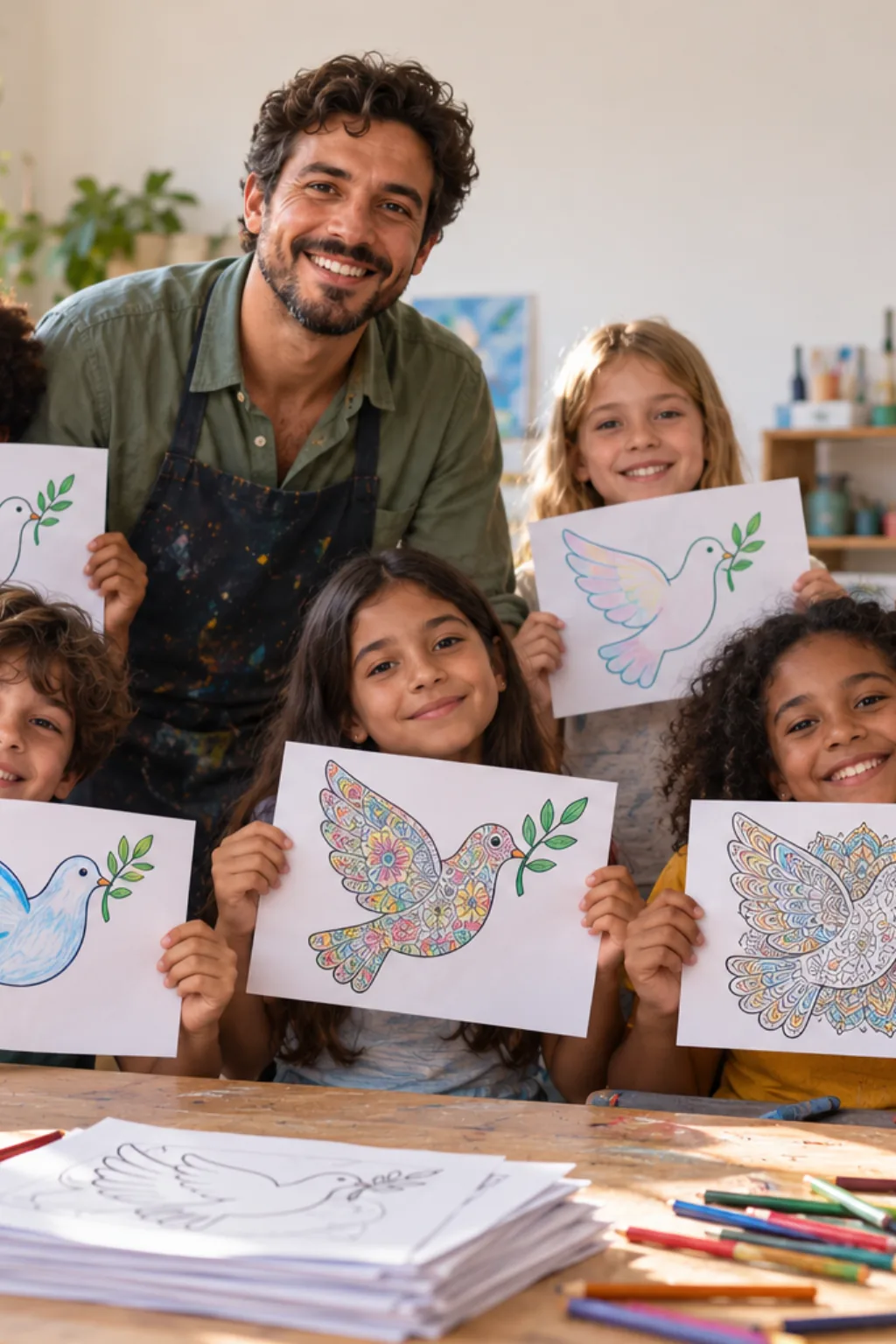 desenhos da pomba da paz para colorir — exemplo criado na Desenhos pra Colorir