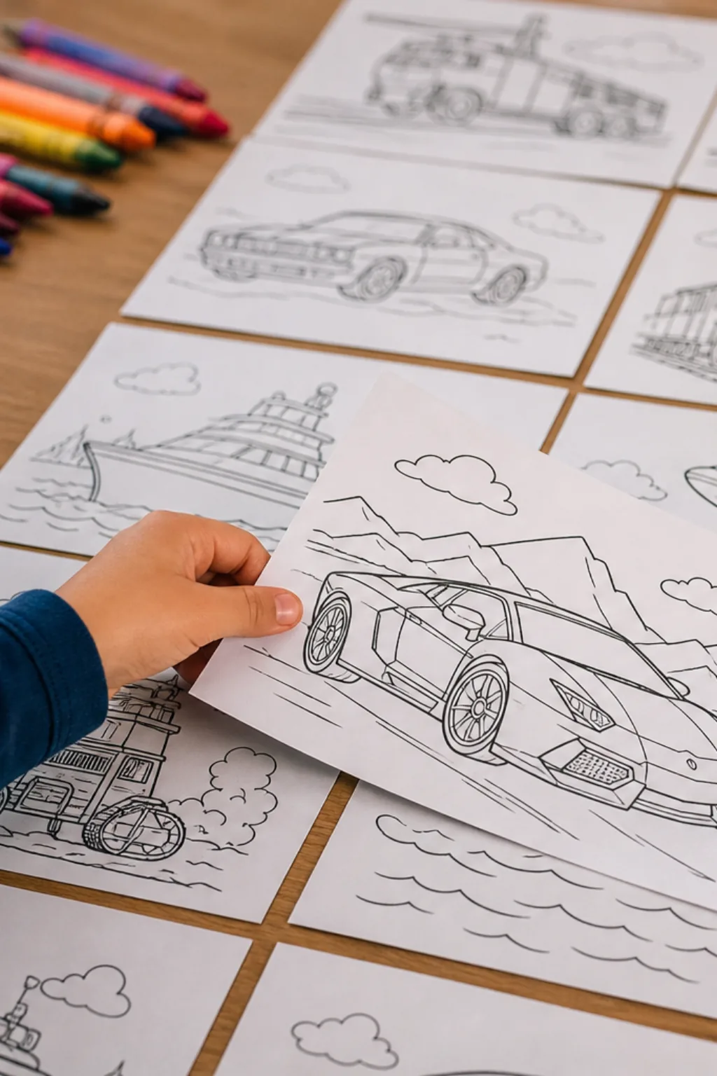 Desenhos de Veículos para Colorir - Depois