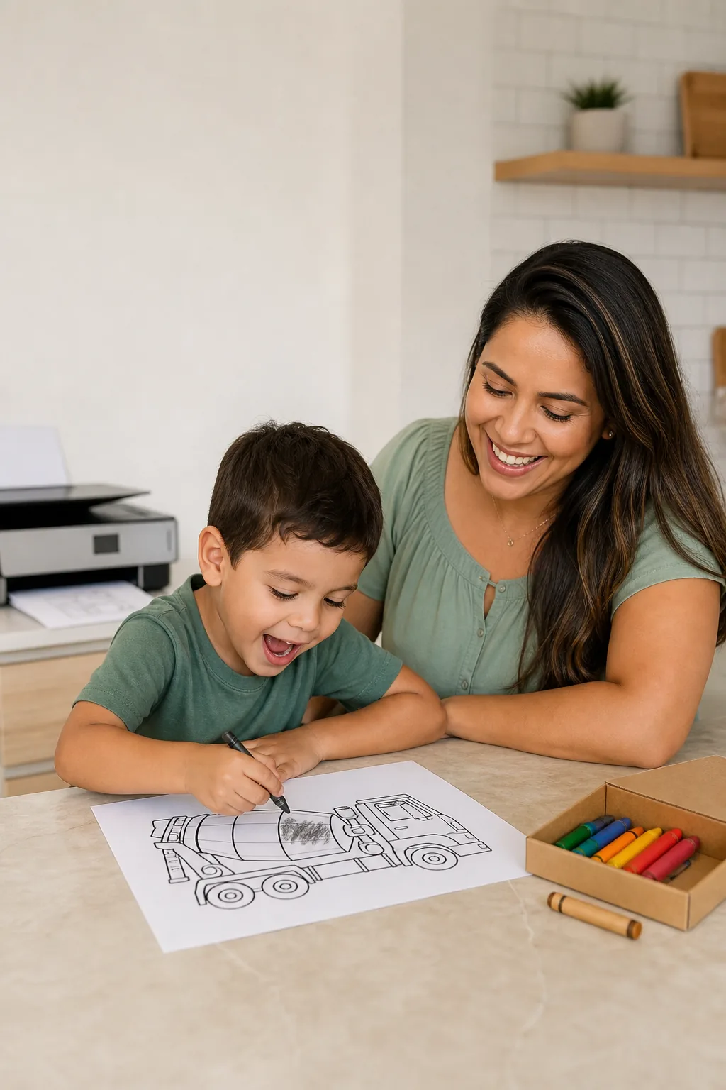 desenhos de caminhão betoneira para colorir — exemplo criado na Desenhos pra Colorir