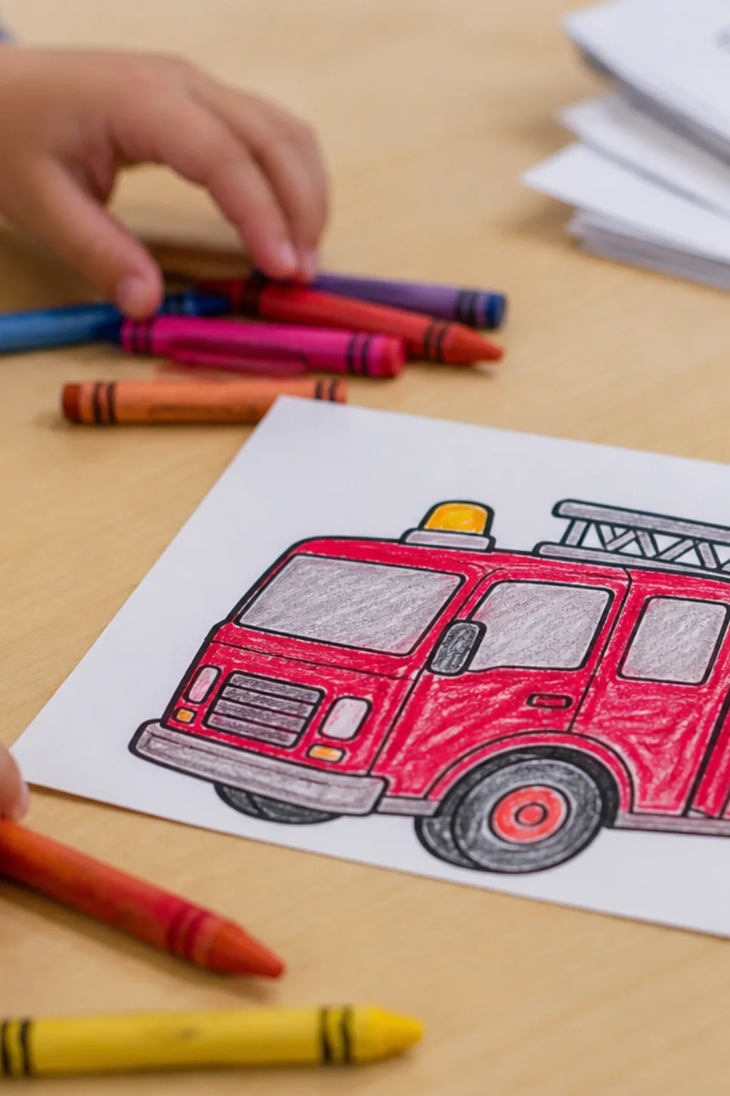 desenhos de caminhão de bombeiro para colorir - 2