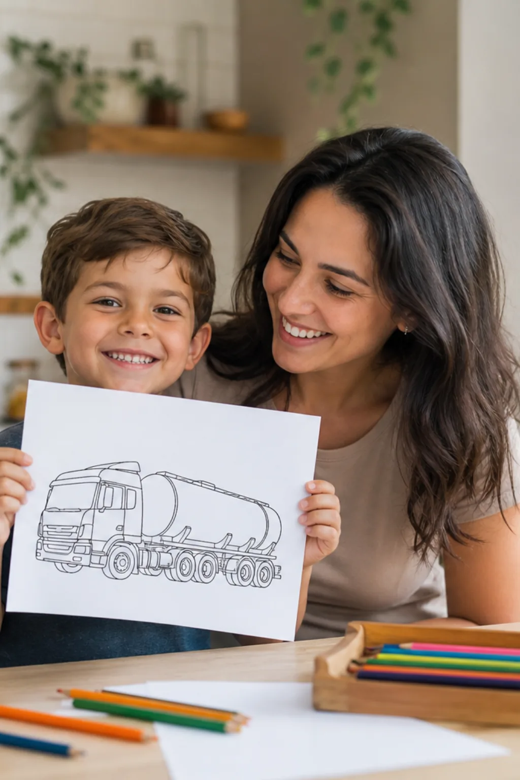 desenhos de caminhão de gás para colorir — exemplo criado na Desenhos pra Colorir