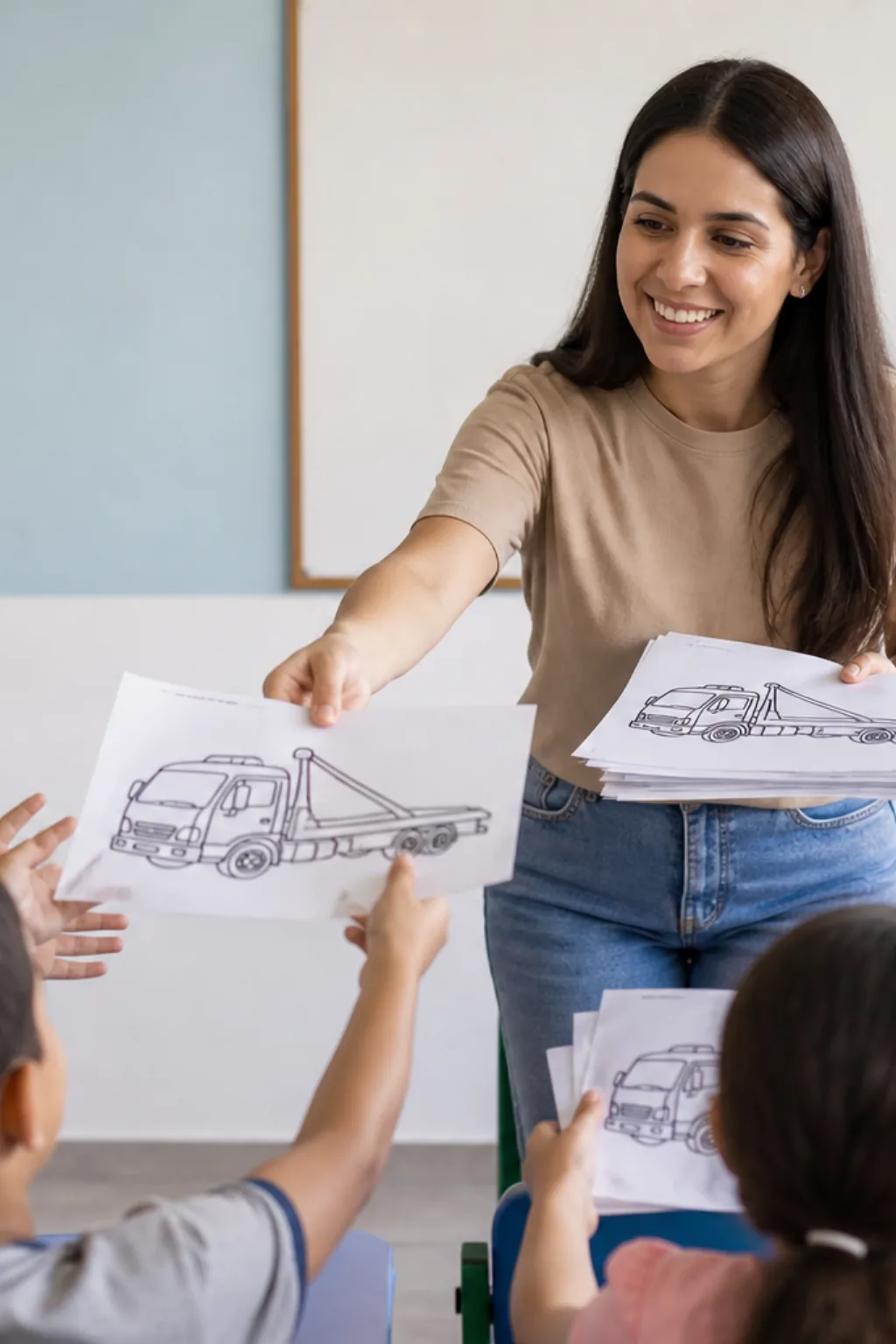 desenhos de caminhão-prancha para colorir — exemplo criado na Desenhos pra Colorir