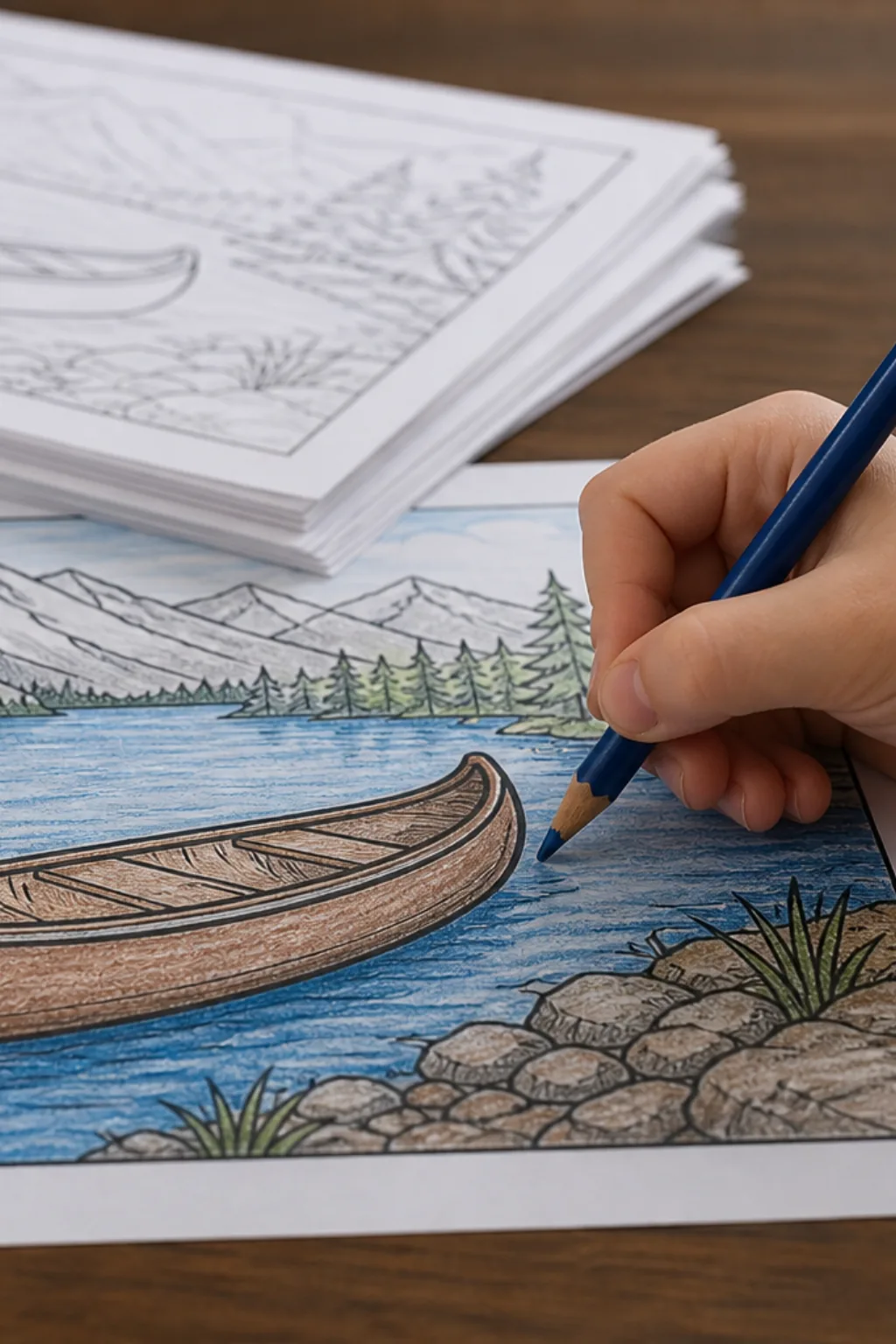 desenhos de canoa para colorir - 2