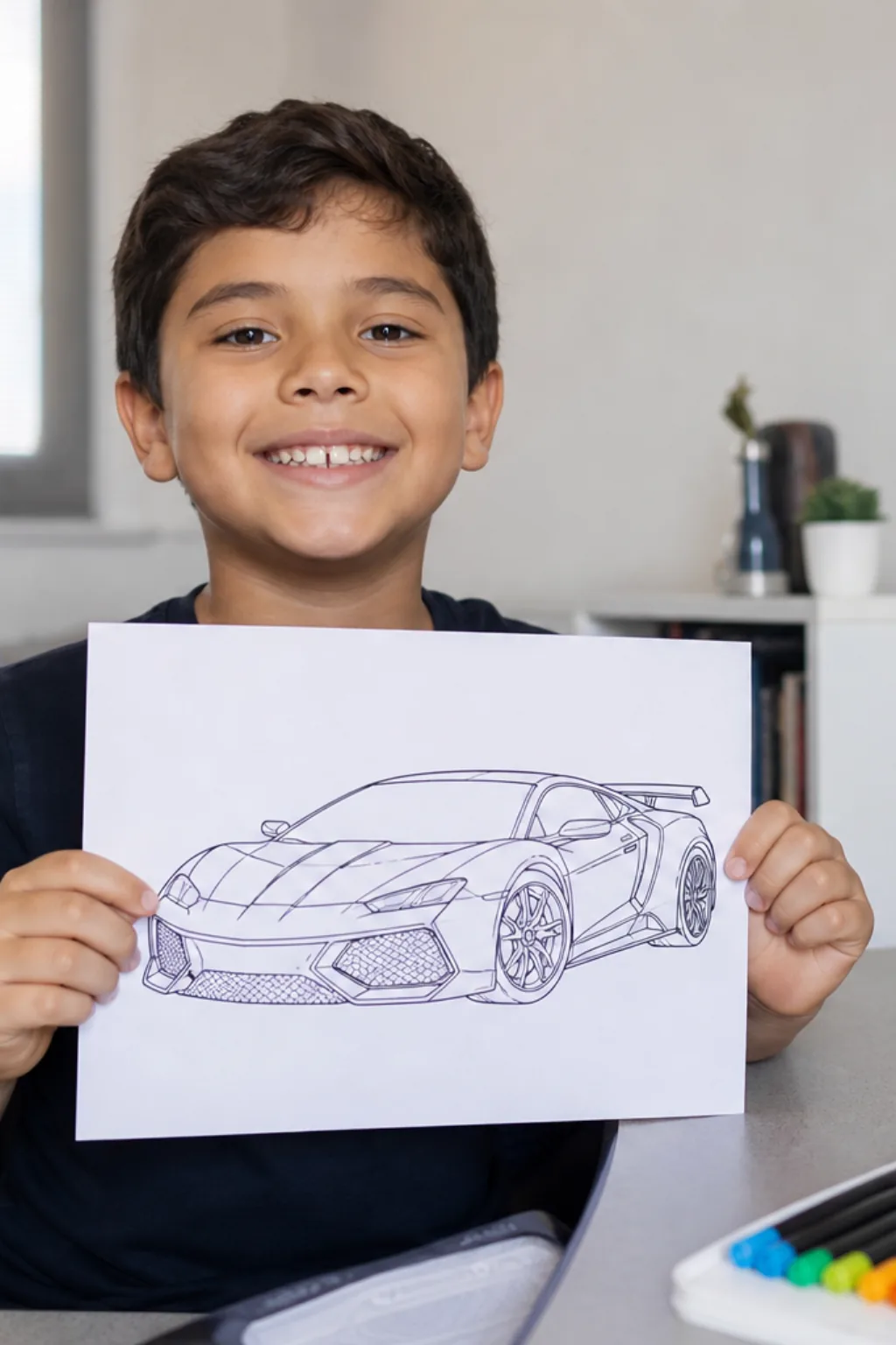 desenhos de carro de luxo para colorir — exemplo criado na Desenhos pra Colorir