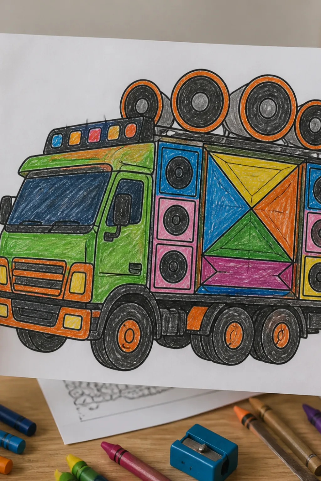 desenhos de carro de som para colorir - 2