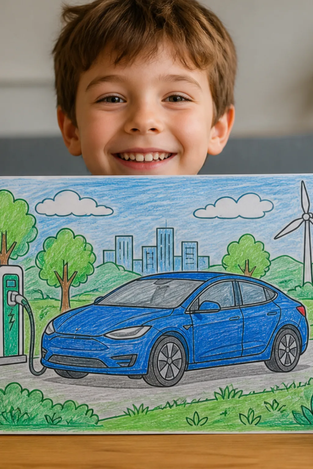 desenhos de carro elétrico para colorir - 2