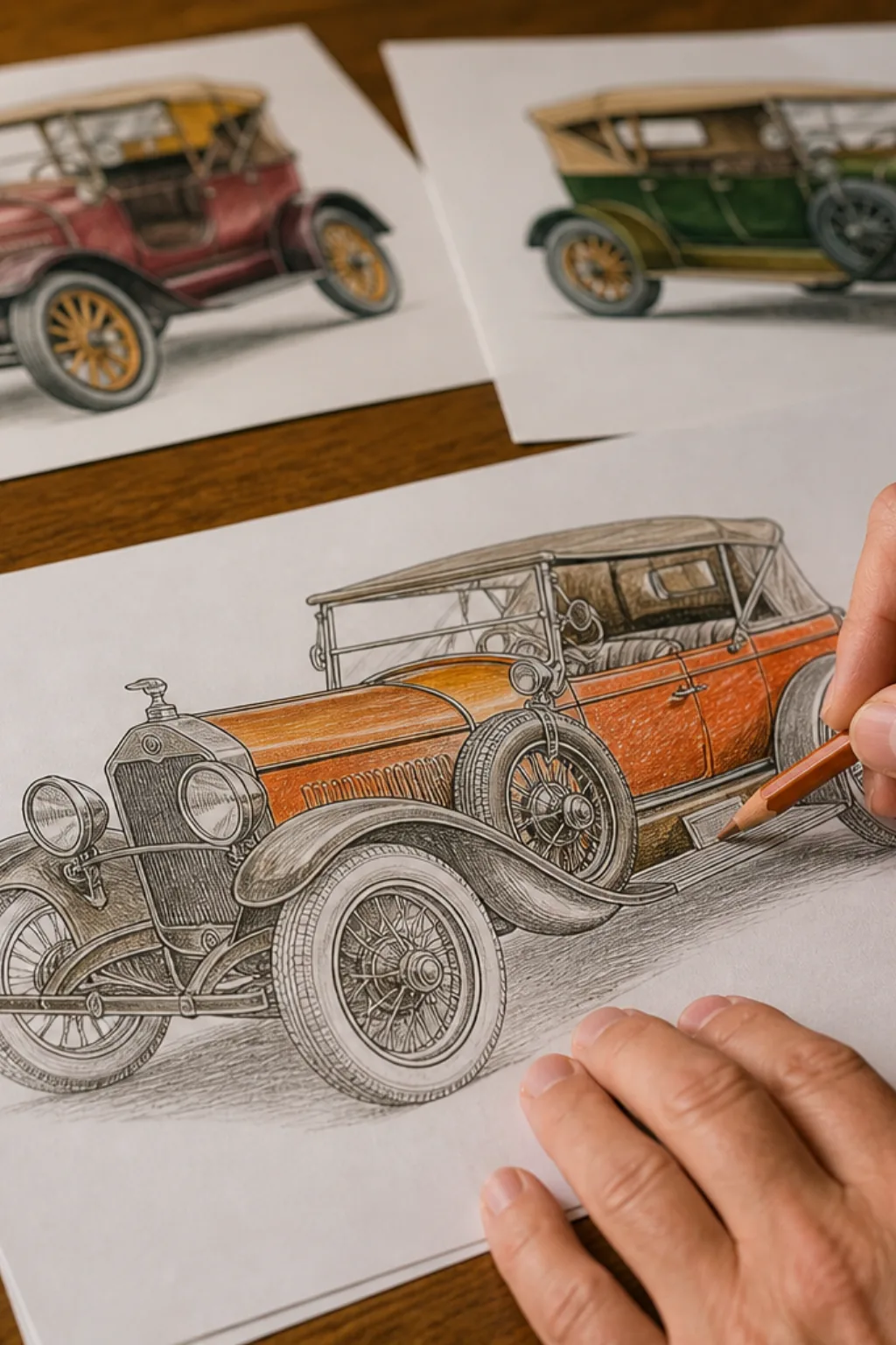 desenhos de carros antigos para colorir - 2